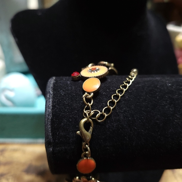 Brass Enamel Flower Bracelet - Picture 3 of 6